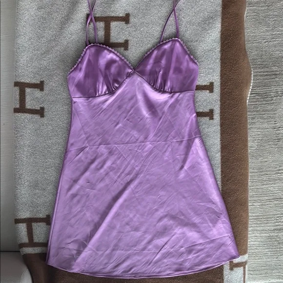 Purple aritzia lilac Satin Slip Dress - Picture 3 of 5